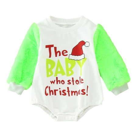 

MIUBAGIAL Toddler Boys Girls Christmas Long Sleeve Color Block Letter Prints Triangle Romper Bodysuits