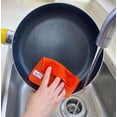 thumbnail image 3 of 16 Pack Microfiber Scrub Dish Cleaning Cloth, Non-Scratch, Reusable & Durable for Pan Pot Dish Cooktop Stovetop Counter Kitchen Household, Machine Washable, 6 x 6 Inch, Orange & Green Assorted, 3 of 8