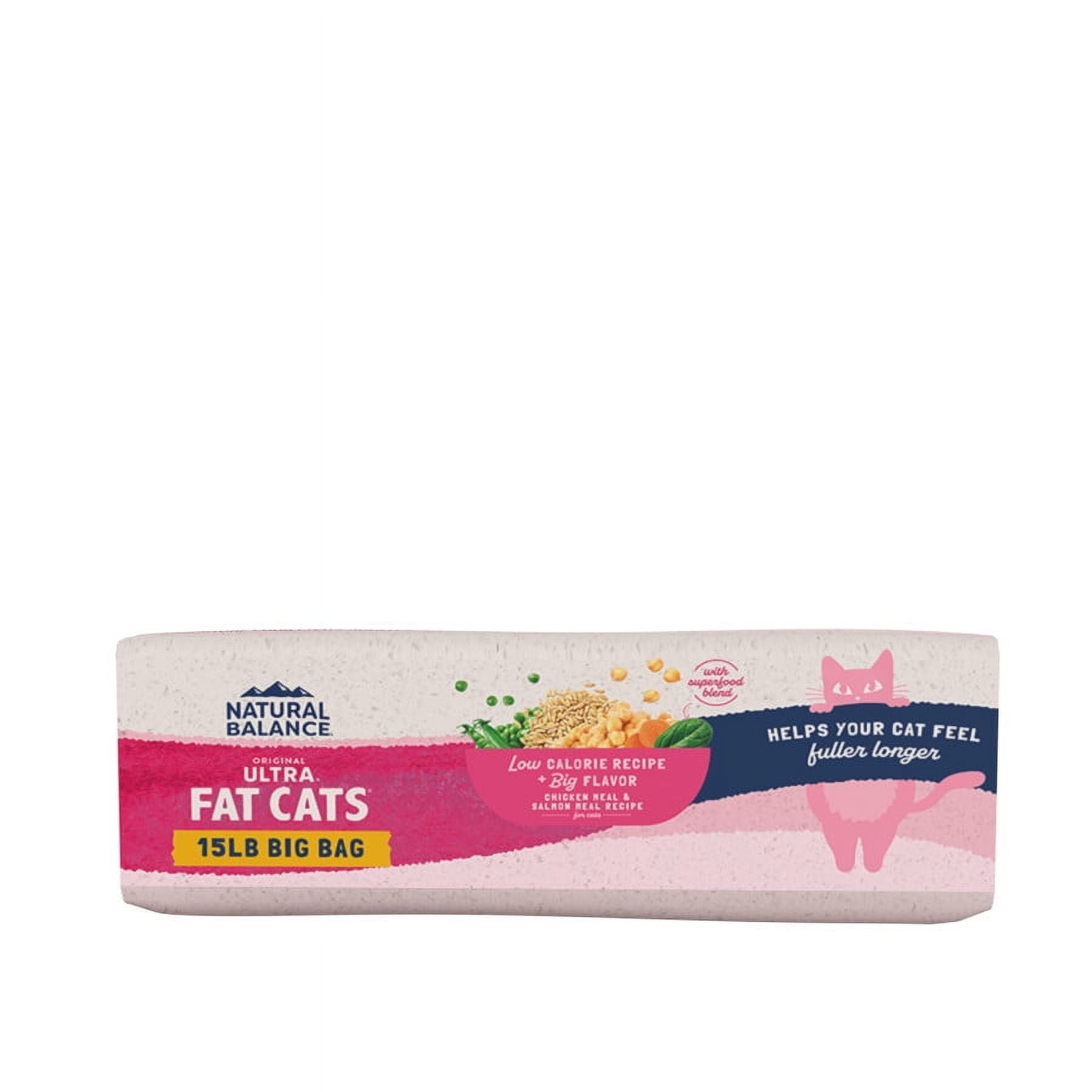 Natural Balance Fat Cats Chicken Meal, Salmon Meal, Garbanzo Beans, Peas & Oat Groats Dry Cat Food, 15 Pounds