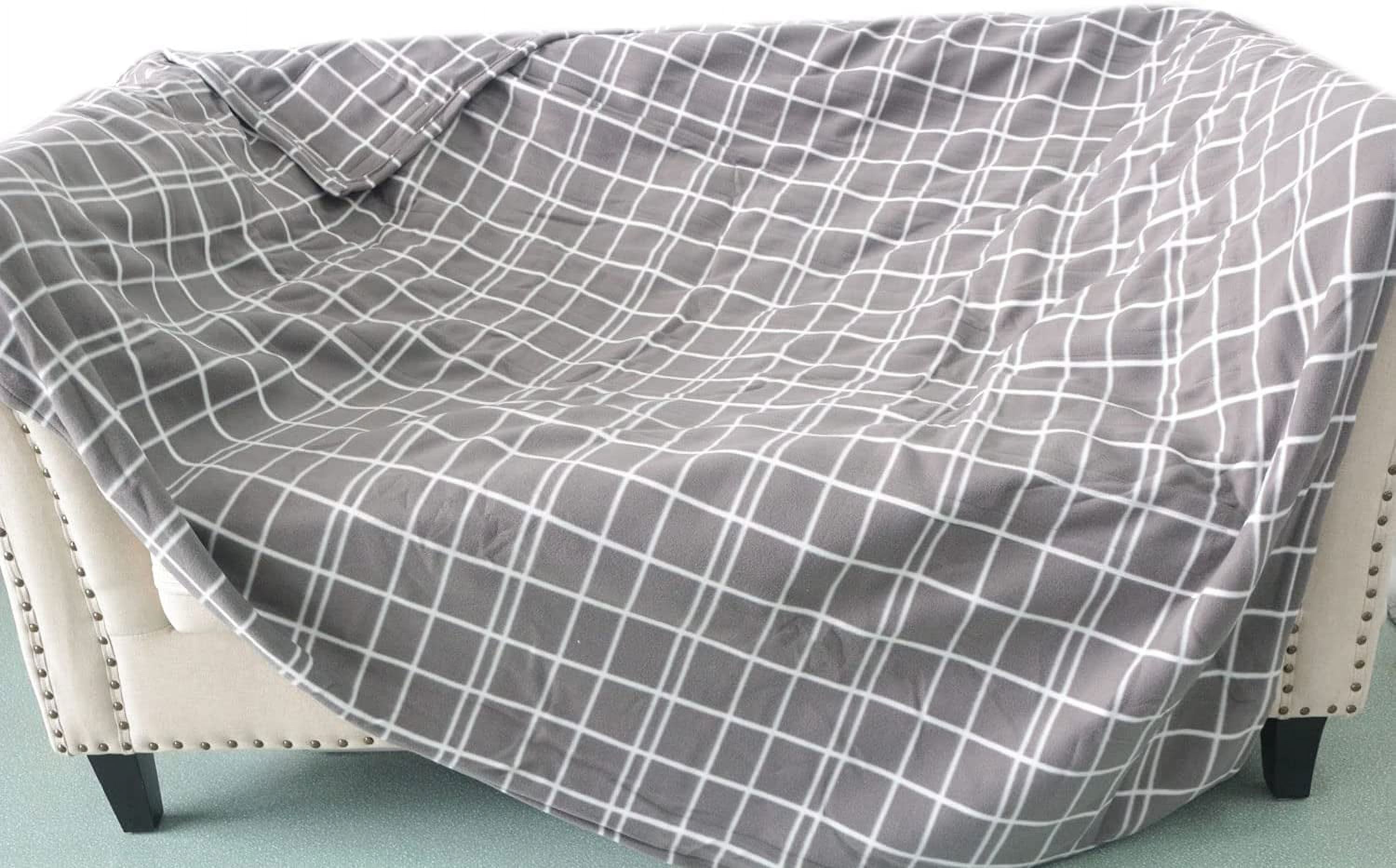 Pure Warmth Printed Fleece Electric Heated Warming Full Blanket Light Grey White