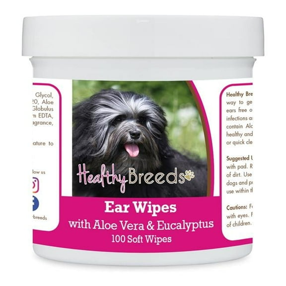 Healthy Breeds 192959824094 Lowchen Ear Cleaning Wipes with Aloe & Eucalyptus for Dogs - 100 Count