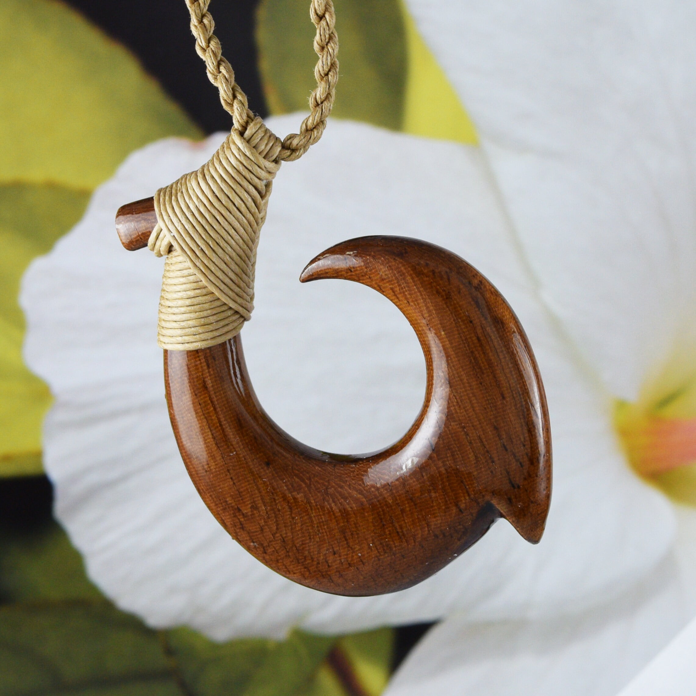 Unique Hawaiian Large Koa Wood Fish Hook Necklace, Hand Carved Genuine Koa  Wood Fish Hook Necklace, N9131 Birthday Valentine Gift 