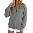 thumbnail image 5 of Sweatshirt for Women Pullover Lightweight Quarter Zip Collar Long Sleeved Loose No Hoodies Sweatshirt, 5 of 7
