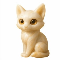 Gumesh Lucky Crystal Fox Figurine - 3.15" Hand-Carved Marble Gift for Women, Big-Eyed Healing Stone Animal Statue, Office Desk Decor, Zen Guardian for Home Shelf