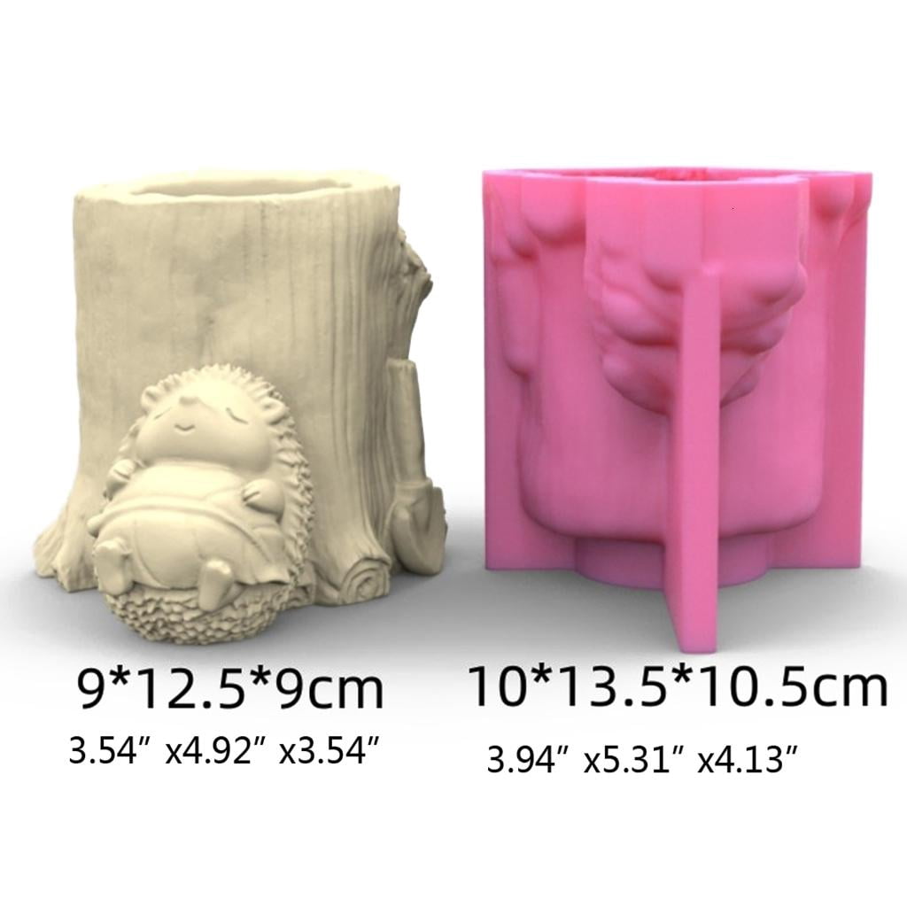 Osdhezcn Hedgehog Gypsum Flower Pot Silicone Resin Mold Epoxy Resin Casting Mold Succulent Vase Cement Mold Candle Holder Mold