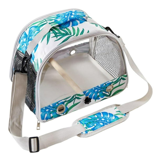 Transportín de para pájaros con percha de pie, portátil para agapornis con bandeja transparente para canarios, para cacatúas. Bolsa de