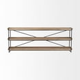 thumbnail image 2 of Trey I 80L x 16W x 30H Brown Wood and Black Iron Console Table (Set of 2), 2 of 7