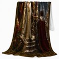 thumbnail image 2 of Medieval Castle Proposal Scene Flannel Blanket for Couch Sofa Bed, Winter Royal Romance Home Decor for Women Men, Storybook Gift for Birthday Holiday Reading Room, 2 of 9