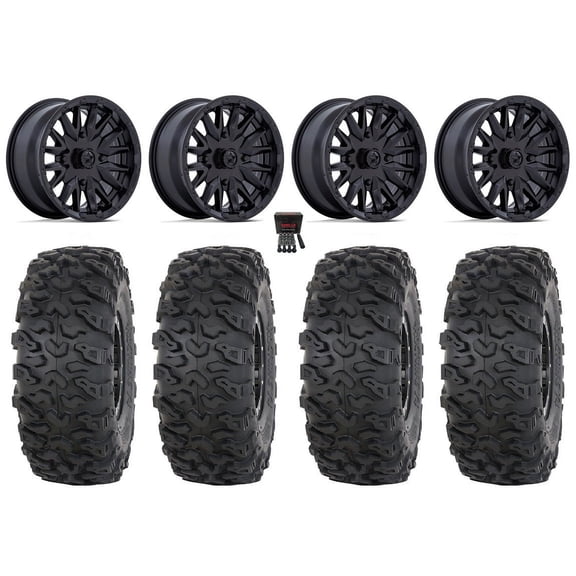 MSA Creed 15" Wheels Black 35" Roctane T4 Tires Yamaha Viking Wolverine YXZ1000R