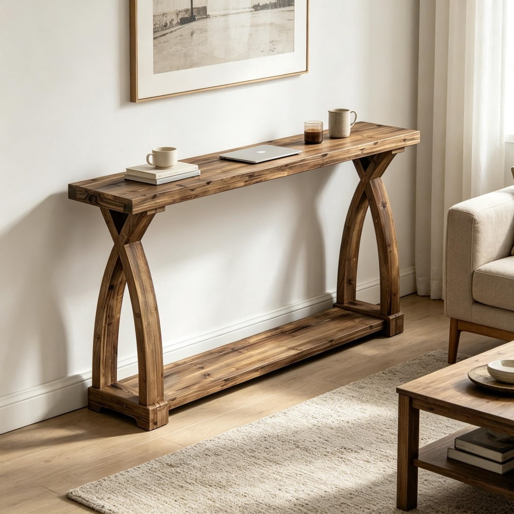 Long Console Table, Slim Narrow Entryway Table, Modern Industrial Accent Table, Sturdy Metal Frame Sofa Back Display Table, Multifunctional Hallway Console for Living Room, Bedroom, Foyer