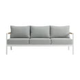 thumbnail image 3 of Crown 4 Piece White Aluminum and Teak Outdoor Seating Set with Light Gray Cushions, 3 of 5