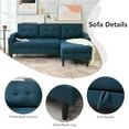 thumbnail image 2 of Lecut L Shaped Sofa Couch with Pull Out Bed Sleeper Sofa Sectional for Living Room Comfy Linen Fabric Tufted Pull Out Couch with Storage Chaise Cup Holders 75" Blue, 2 of 9