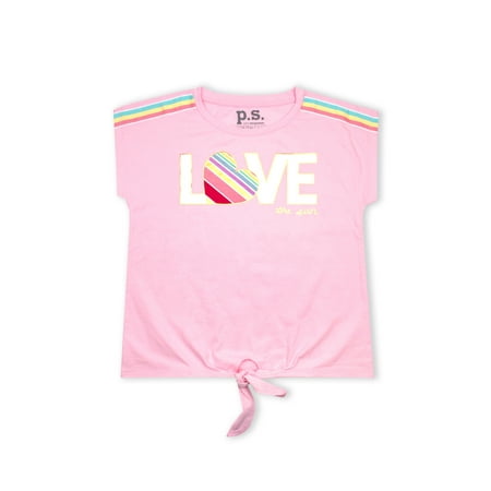 p.s.09 from aeropostale Foil Rainbow Graphic Tie-Front Tee (Little Girls & Big Girls)