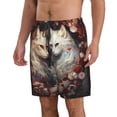 thumbnail image 2 of KLL Flower Cat Couple Men's Casual Summer Beach Shorts Hawaiian Shorts with Pockets-XX-Large, 2 of 5