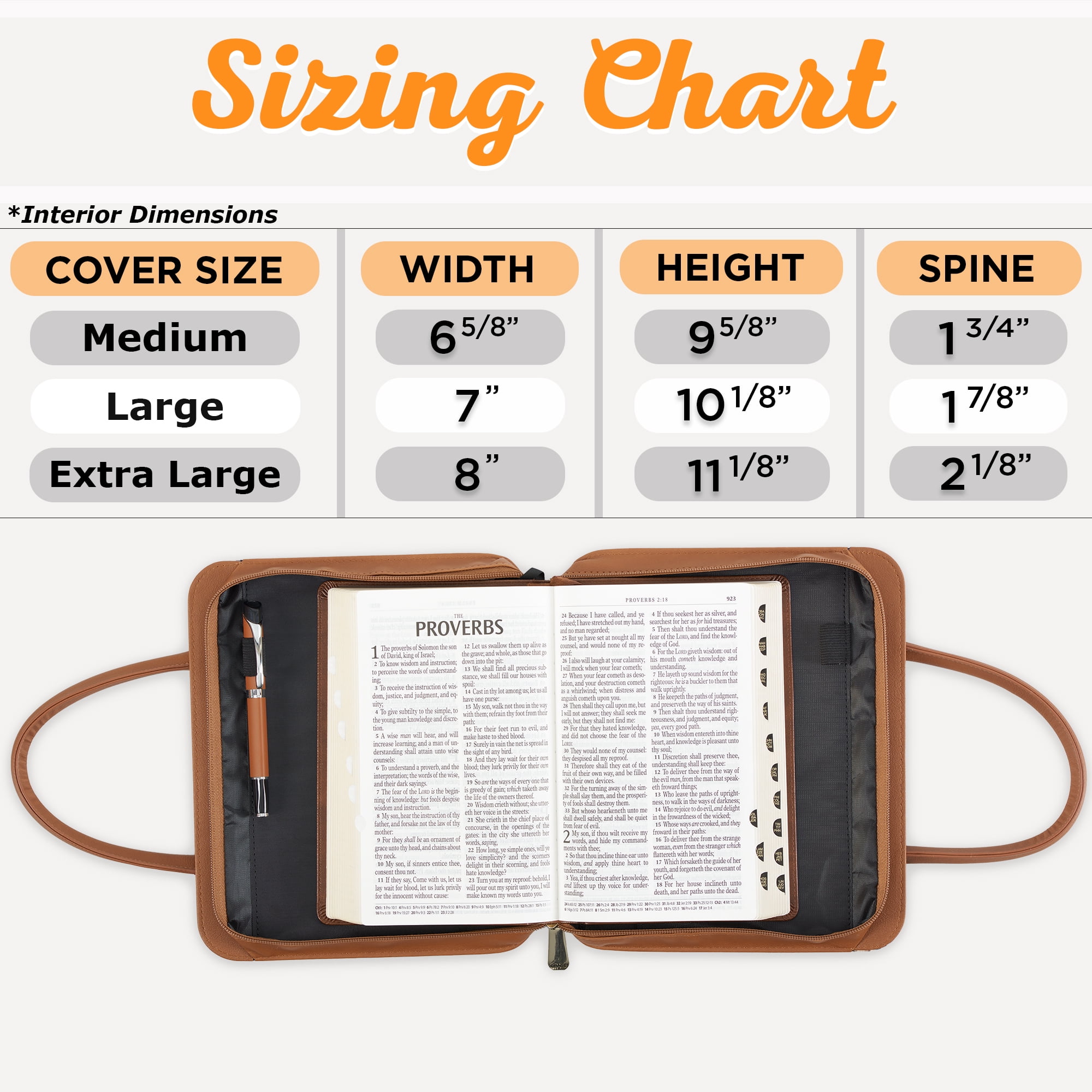 Christian Art Gifts Fashion Vegan Leather Purse Style Bible Cover Case for Women: All Things Through Christ Gold Inspirational Scripture, Pen Loops, Two Handles, Pockets, Navy & Brown Floral, Medium