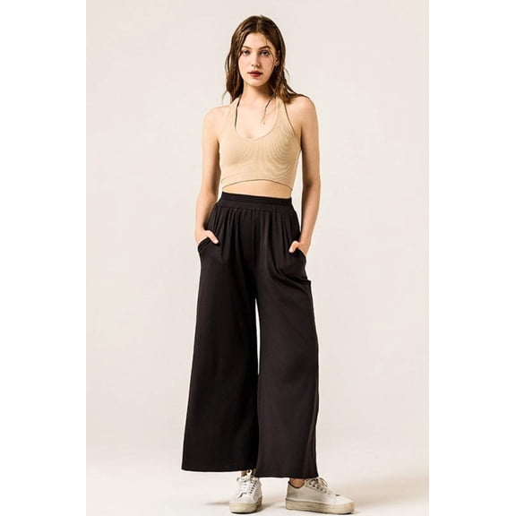 Stretch Yoga Knit Wide Leg Palazzo Pants
