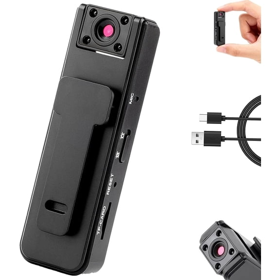 Ultra HD 2-in-1 Sports Video & Audio Recorder, Rechargeable Body Camera with 180° Rotatable Lens and Night Vison, Motion Stabilization for Travel, Cycling and Meeting