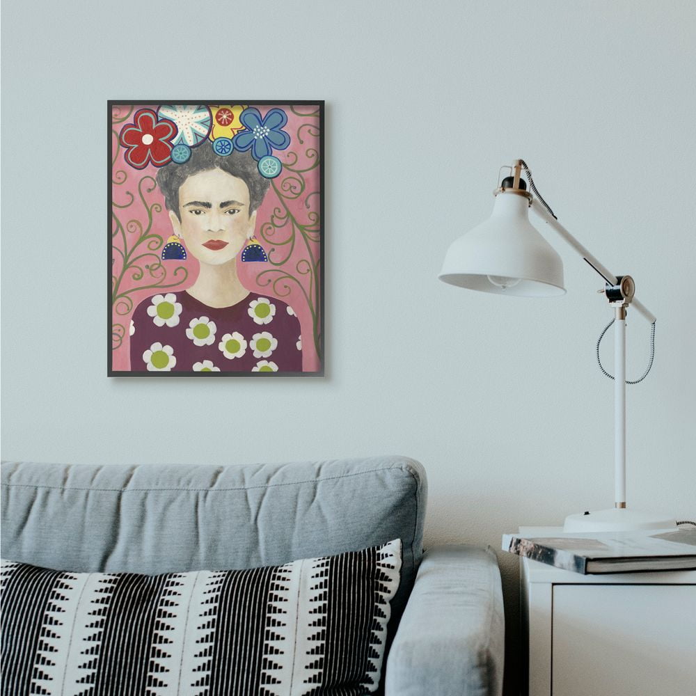 Stupell Industries Frida Fashion Designer Pattern Painting Pink Framed Giclee Texturized Art by Regina Moore