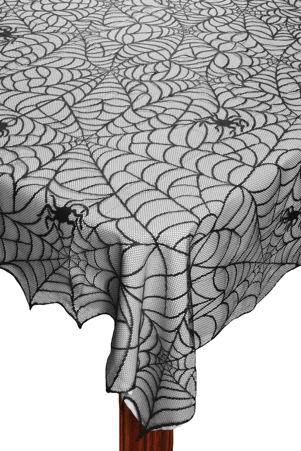 Spooky Lace Table Cloth Skulls Roses spider web Black Lace Halloween Tablecloth