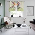 thumbnail image 5 of 2 Panels Kitchen Tier Curtains 39 Inch Length, Watercolor Flowers Grommets Window Treatment Curtain, Spring Floral Sage Green Stripes Check Thermal Curtains Drapes for Living Room/Bathroom, 5 of 9