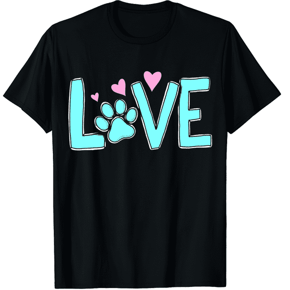 Dog Lover Shirts for Women Cute Paw Love Heart Print T-Shirt Dog Mom Graphic Crew Neck Short Sleeve T-Shirts (Men's, Women's)