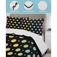 thumbnail image 4 of Quilts Full Size Bedding Set, Colorful Polka Dot Lightweight Quilted Comforter, Cartoon Watercolor Geometric Black Soft Reversible Bedspread Coverlet with Pillow Covers for All Season, 78" x 90", 4 of 7