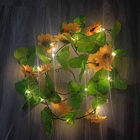 

Things for Your Room Cool Home Gadgets 2M 20 Lights LED Sunflower Rattan Lights Interior Decoration Flower Rattan Lights Battery Box Festival Decorative Lights 3 Battery Boxes