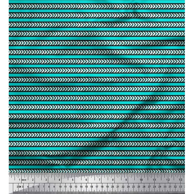 Soimoi Polyester Georgette Tissu Stripe & Arrow Block Print Couture Tissu Yard 52 Pouces de Large