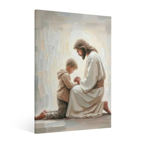 Vintage Jesus Canvas Wall Art Paint Framed, Pictures Canvas Print Posters Wall Decor, Christian Christmas Wall Art Home Decor for Living & Prayer Room Bedroom Wall Decor Framed