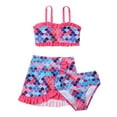 thumbnail image 1 of GYRATEDREAM 2-10T Girls Mermaid Swimsuits 3 Piece Bikini Set Bathing Suit Swimwear with Cover Up Beach Skirt UPF 50+, 1 of 11