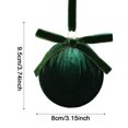 thumbnail image 3 of 3-Pack Green Velvet Christmas Ball Ornaments, 3.15-Inch Shatterproof Flocked Tree Decorations for Christmas Tree, Wreath, Garland, Mantel and Farmhouse Holiday Decor, 3 of 4