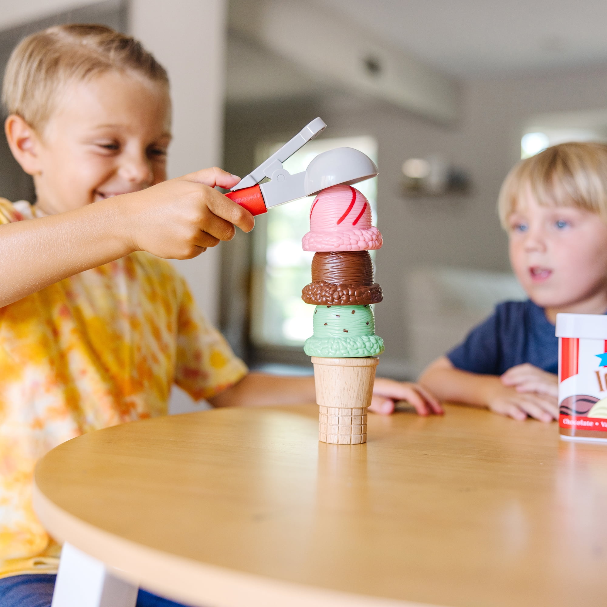 Melissa & Doug Scoop and Stack Ice Cream Cone Wooden Magnetic Pretend Play Food Set, Preschool Toy - FSC Certified, MELISSA & DOUG SCOOP N STACK ICE C