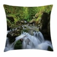 thumbnail image 1 of Nature Throw Pillow Cushion Cover, National Park with Cascade Flowing into the Woods Mother Earth Image, Decorative Square Accent Pillow Case, 20 X 20 Inches, Fern Green Dark Grey White, by Ambesonne, 1 of 2
