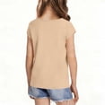 thumbnail image 7 of CLOISE Girls Short Sleeve Tee Shirts Tops Round Neck Casual Pullover Solid Color Summer Blouses Khaki 5-6T, 7 of 7