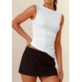thumbnail image 5 of PRETTYGARDEN Womens Tank Top Spring Ruched Asymmetrical Going Out Top Slim Fit Sleeveless Shirts Summer Clothes, 5 of 10