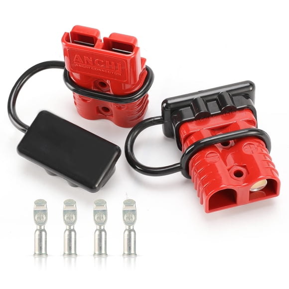 BUNKER INDUST 175A 1/0AWG Batterie Connexion Rapide Kit de Prise de Câble Batterie Connexion Rapide Fiche de Déconnexion pour Treuil Auto Remorque Pilotes Appareils Électriques, 2 Pcs, Rouge