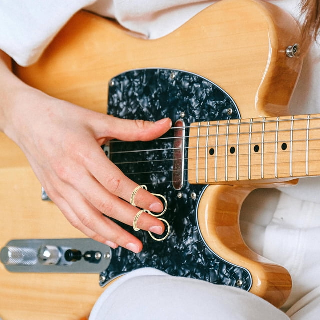 Phenofice 4Ud Púas Doradas Metálicas Ajustables Para Dedos Con Ergonómico Para Guitarra