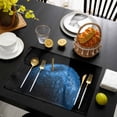 thumbnail image 3 of Blue Fruit Placemats Set of 6, Modern Minimalist Decor Black Background Placemats for Dining Table, Place Mats for Kitchen Tabletop, Waterproof Wipeable Dining Table Mats Set, 3 of 9