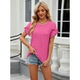 thumbnail image 2 of XCHQRTI Lace Flower Vneck Women Shirt Petal Sleeve Flower Blouses Casual Trendy Tshirt, 2 of 8