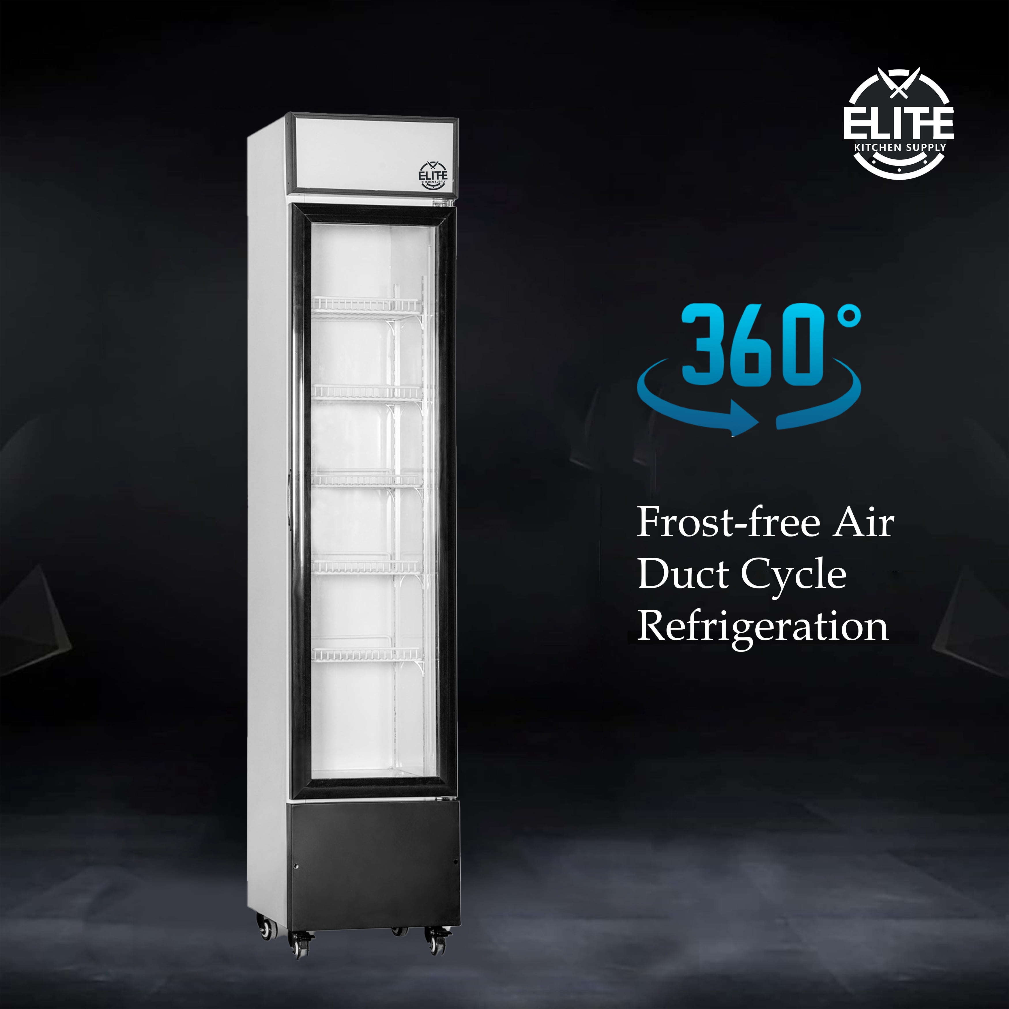 NSF 16 in. Glass Door Upright Refrigerator, 155L Narrow Cooler Display Merchandiser Slim Line 5.5 Cu.Ft. ETL