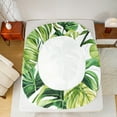 thumbnail image 5 of Manfei Tropical Monstera Leaf Twin Sheet Sets,Natural Theme Twin Fitted Sheet,Green White Flat Sheet For Teens,Microfiber Bedroom Decor,3 Pieces, 5 of 7