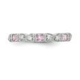 thumbnail image 4 of 14K White Gold Ring Band Wedding Sapphire (Colors) Square Pink Diamond Round, Size 7, 4 of 7