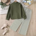 thumbnail image 4 of Afdoent Girls 2 Piece Outfit Long Sleeve Striped Blouse Stripe Wide Leg Pants Casual Kids Fall Outfits 7-8 Years, 4 of 9