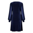 thumbnail image 5 of ClodeEU Women's Long Sleeve V Neck Velvet Mesh Sequin Embellished Dress,Fall Trendy Tunic Dress Navy,Womens Plus XL, 5 of 6