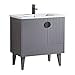 thumbnail image 3 of Fine Fixtures Collection Vénitienne - Meuble-Lavabo de Salle de Bain 30 Pouces Gris Roche Simple, Poignées Noires., 3 of 4