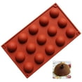 thumbnail image 2 of Silicone Half Sphere Baking Mold Non Stick Flexible Dessert Mold for Cupcake Chocolate Mousse Jelly Oven Safe Heat Resistant Easy Release Design,silicone baking mold,Coffee,15 holes, 2 of 5