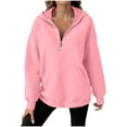thumbnail image 2 of gbyLJF Women's Oversized Half Zip Pullover Solid Color Long Sleeve Hooded Tops Casual Comfy Hoodie with Large Pocket Winter Sweatshirt for Women, 2 of 8