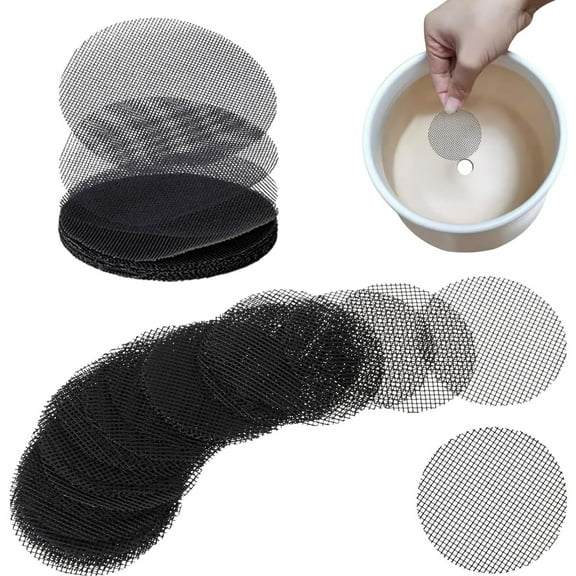 100 Pcs Bonsai Pot Bottom Grid Mat Mesh,Flower Pot Hole Mesh Pad,Plant Drainage Screens Gasket,Round Succulent Pot Hole Mesh Pad,Keep Soil from Flowing Away,1.8 inch,Black,Topboutique