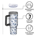 thumbnail image 4 of 40oz Pioneer Flower Floral Print Pattern Insulated Tumbler with Handle, BPA-Free Leak Proof Lid and Straws, Double Wall Vacuum, Hot 12h/Cold 34h, 4 of 6