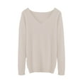 thumbnail image 4 of NMMUED Sweaters for Women Pullover Sweaters for Women V Neck Sweaters for Women Knit Sweater for Women, Beige L, 4 of 4
